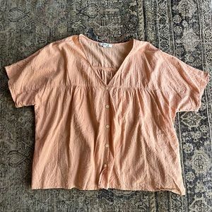 Madewell button down peach shirt